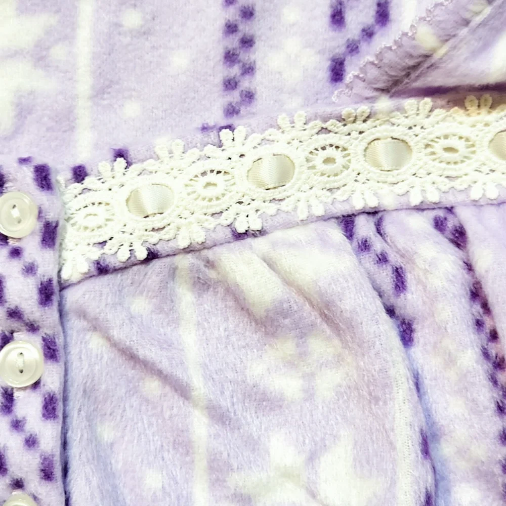 Adonna Purple and White Striped Fleece Long Sleeve Nightgown Women's Size 3X - Picture 10 of 10